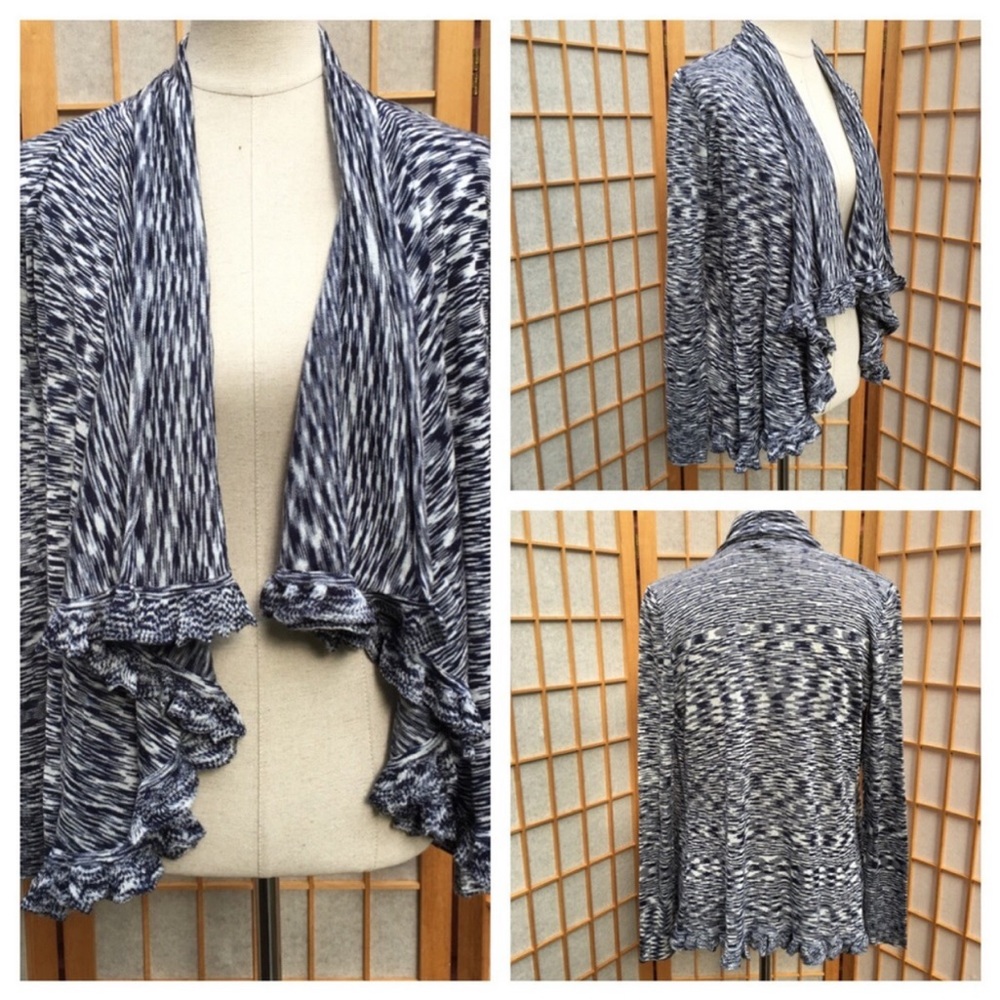 One A Ruffled Cascading Cardigan SZ M